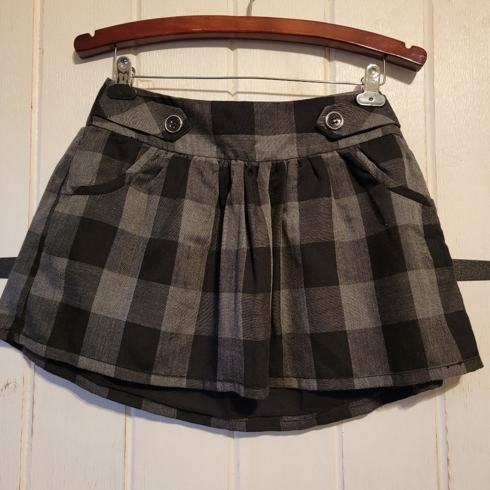 SpaceGirl Womens Skirt Plaid Black Gray Mini Size Small